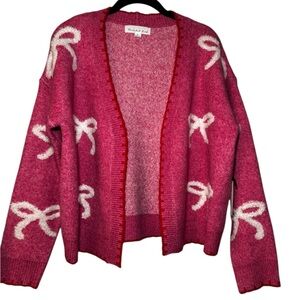 Threaded Leaf Women's Pink Bow Sweater